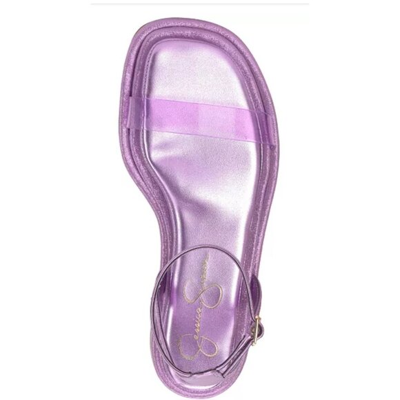 Jessica Simpson Womens Metallic Purple Sandals With PVC Strap Sz 7 - Picture 2 of 5